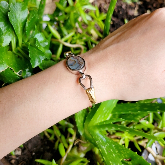 Vintage Avon Abalone Shell Mother of Pearl Bangle Bracelet - Picture 11 of 14